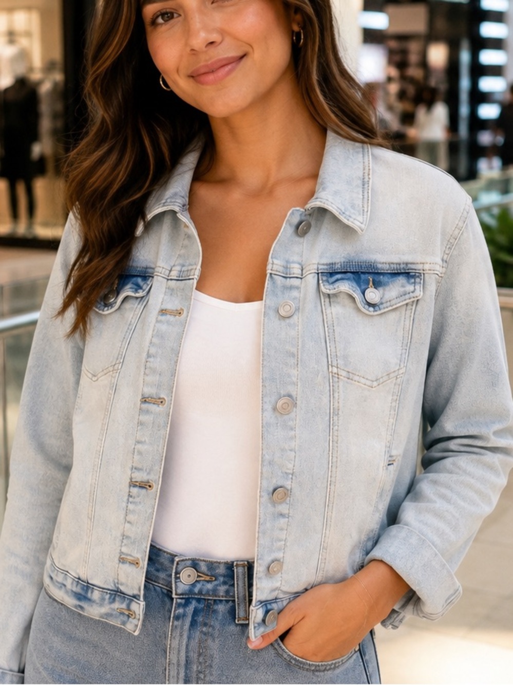 Time and Tru Light Wash Denim Jean Jacket XL